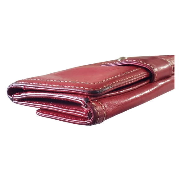 MK Michael Kors Red Leather long wallet vintage silver hardware 4 in. X  7.5 in. - Picture 10 of 11